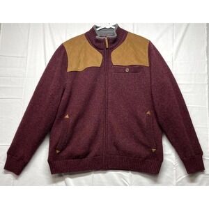 Duluth Trading Company Shetland Wool Windproof Zip Sweater Mens Large Maroon